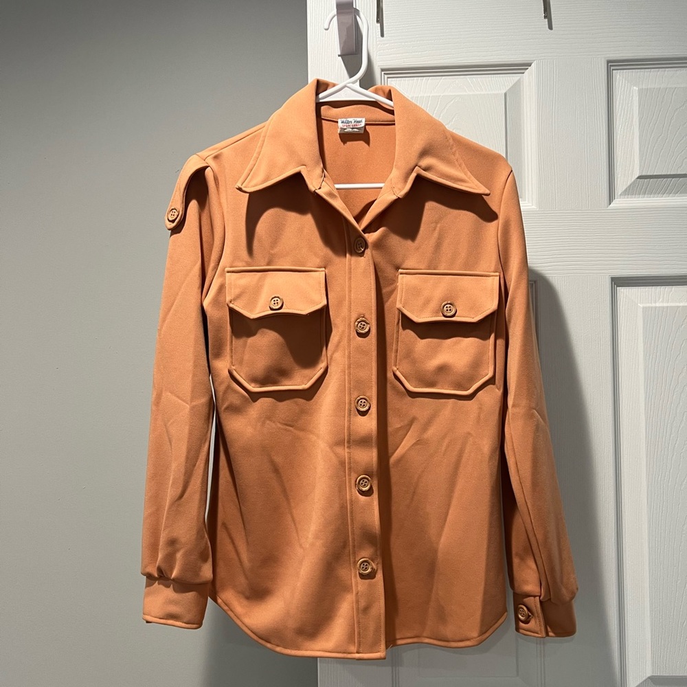 Womens Long sleeve Top With Pockets Hilton Head Sportswear Orange Size 11/12 80s